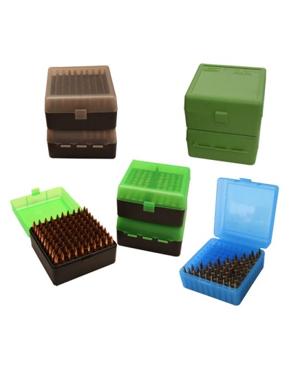 Mtm Deluxe Ammo Box Rifle 100 - Rounds .22-250 To .375h&h Grn