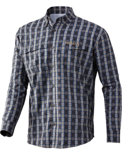 Nomad Stretch Lite Plaid Ls - Button Down Mud Large