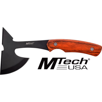 Mc Mtech 9" Tomahawk W-sheath - 3" Black Blade Pakkawood Hndl