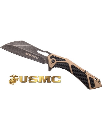 Mc Usmc 3.75" Wharncliffe - Folder Black-fde