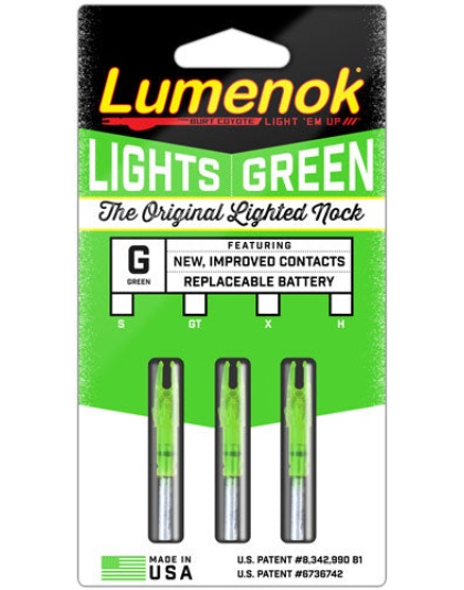 Lumenok Lighted Nock - Gt-series Green 3pk