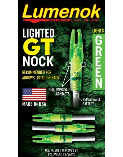 Lumenok Lighted Nock - Gt-series Green 3pk