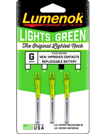 Lumenok Lighted Nock - X-series Green 3pk