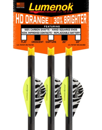 Lumenok Xbow Arrow 20" Carbon - Hd Orange Crescent Nock 3pk