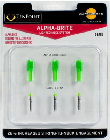 Tenpoint Lighted Xbow Nock - Alpha-brite .297" Green 3pk