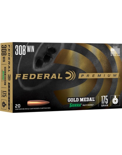 Fed Ammo Gold Medal .308 Win. - 175gr. Sierra Matchking 20-pk