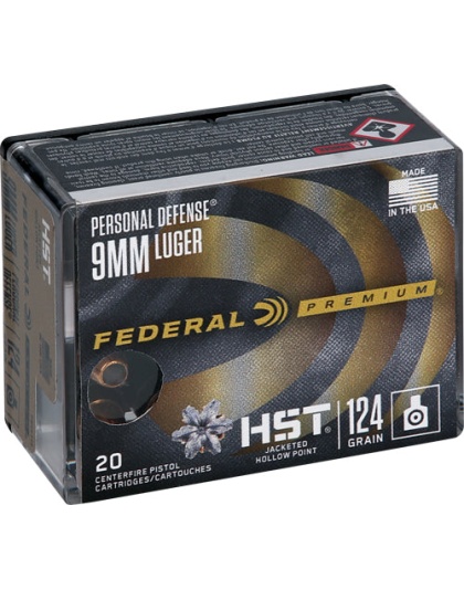 Fed Ammo Premium 9mm Luger - 124gr. Hst Jhp 20-pack