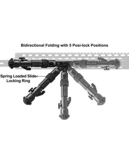 Utg Bipod Recon Flex Keymod - Matte Blk Center H 5.7"-8"