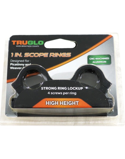 Truglo Rings 1" High Matte - Picatinny-weaver W-4 Screws