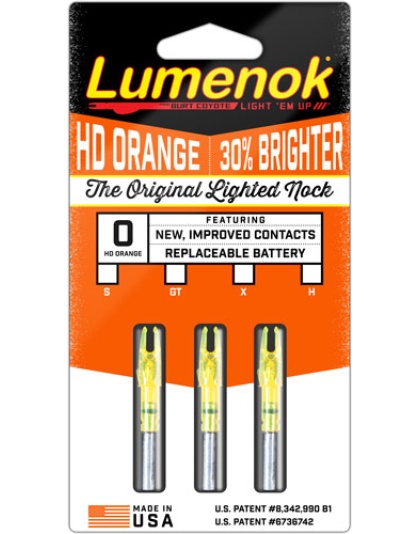 Lumenok Lighted Nock - Signature Series Hd Orange 3pk