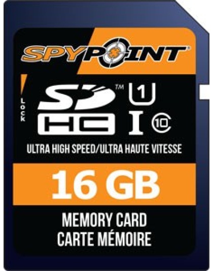 Spypoint Trail Cam 16gb Sd - Card High Speed Class 10 Blk