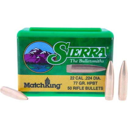 Sierra Bullets .22 Cal .224 - 77gr Hpbt W-cannelure 50ct