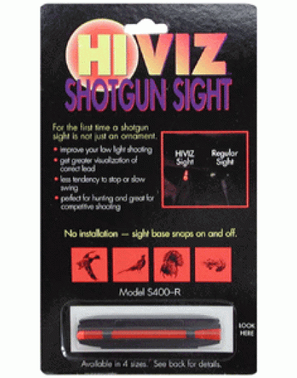 Hiviz Shotgun Front Sight - Magnetic Rib .328-.437" Red