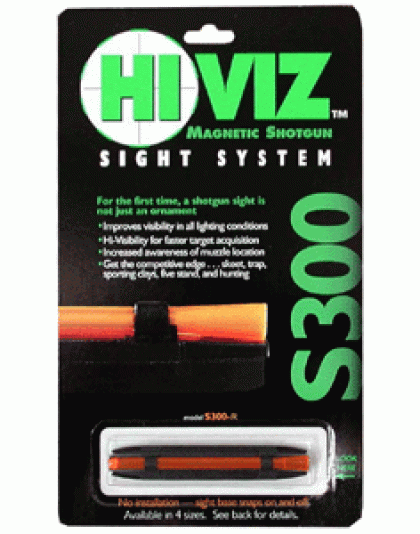 Hiviz Shotgun Front Sight - Magnetic Rib .218-.328" Red