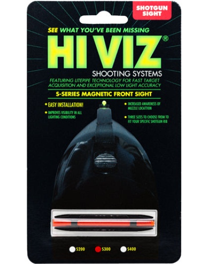 Hiviz Shotgun Front Sight - Magnetic Rib .218-.328" Red