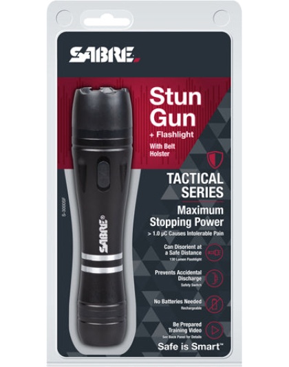 Sabre Stun Gun Flashlight - W-holster 2.517uc Black