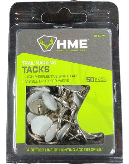 Hme Trail Tacks Reflective - Metal White 50pk