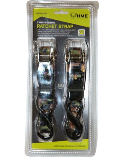 Hme Ratchet Strap 1"x8' - Camo Strap 2pk