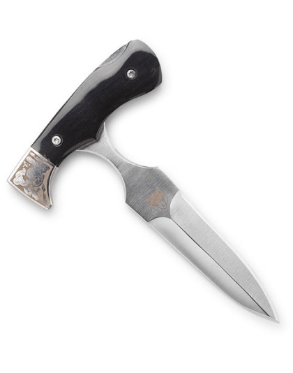 Cobratec Black Push Dagger 3" - Folder W- Leather Sheath