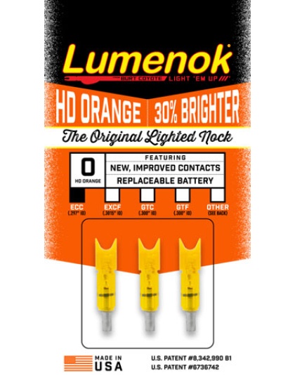 Lumenok Lighted Nock Xbow Hd - Orange Crescent Easton 3pk