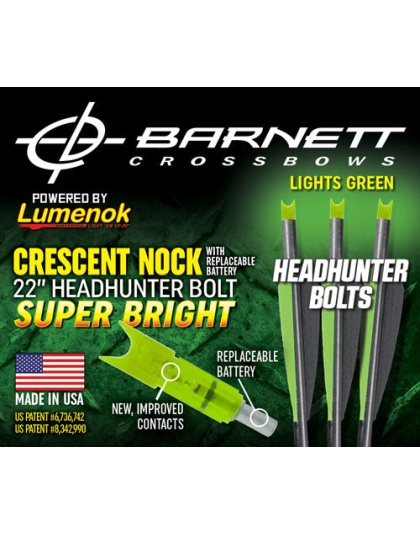 Lumenok Xbow Arrow 22" Barnett - Headhunter Green Crescent 3pk