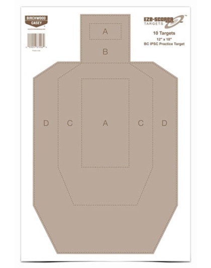 B-c Target Eze-scorer 12"x18" - Ipsc Practice 10 Targets