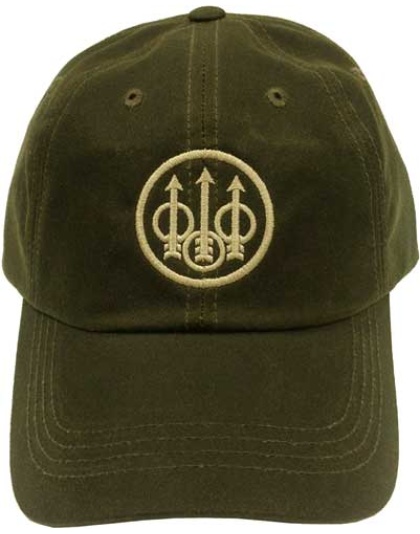 Beretta Cap Trident Logo - Waxed Cotton Olive Green