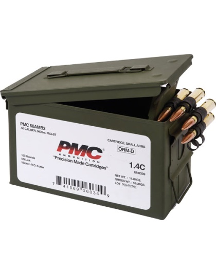 Pmc Ammo .50 Bmg Ammo Can - 660gr.fmj-bt 100 Rounds Linked