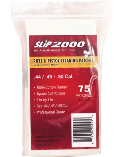Slip 2000 Cleaning Patches 3" - Square .44-.45-.50 Cal 75-pack