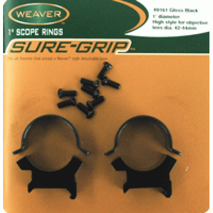 Weaver Rings Detachable Top - Mount Sure-grip 1" High Black